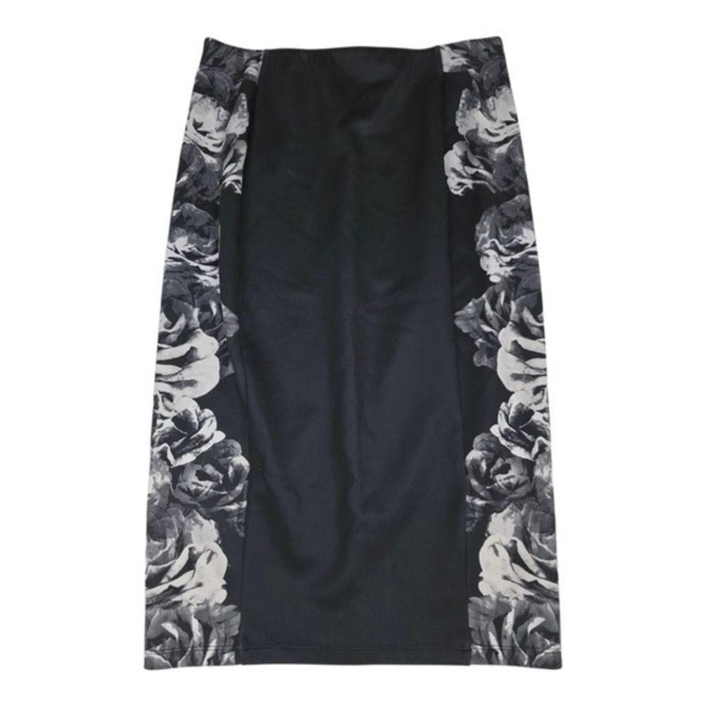 Apt. 9 Pencil Skirt Size Medium M Floral Print Black Gray Below Knee Straight - Picture 1 of 5